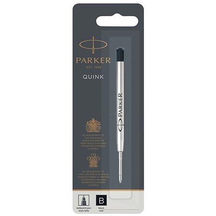Parker Quink Ballpoint Pen Refill Cartridge / Black Ink / Pack of 12