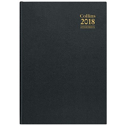 Collins 2018 Appointment Diary / Day to a Page / A4 / Random Colour