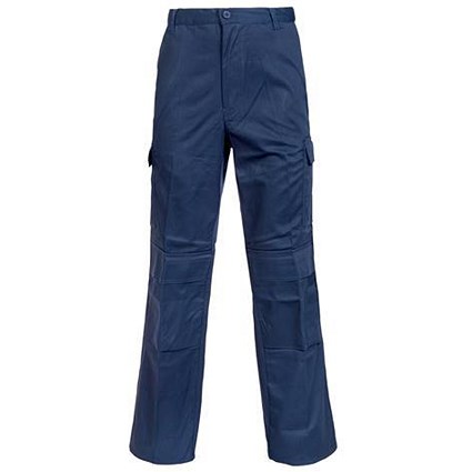 Combat Trousers / Velcro Pockets / Waist: 40in, Leg: 31in / Navy