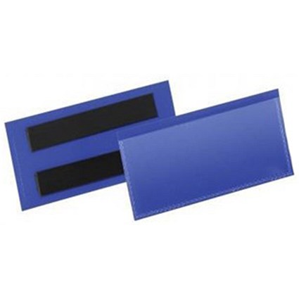 Durable Magnetic Document Sleeves, 110x38mm, Blue, Pack of 50