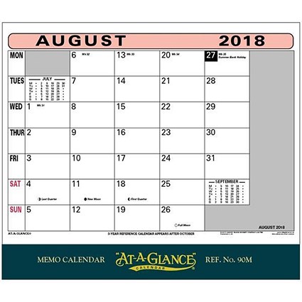 At A Glance 2018 Memo Calendar