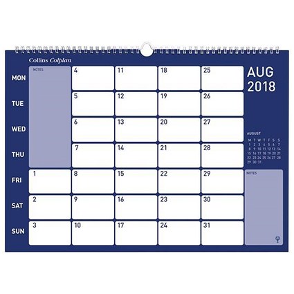 Collins 2018 Wirebound Memo Calendar - Month to View