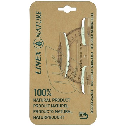 Linex Nature Protractor, 180 Degree, Biodegradable with Reverse Graduation, Clear