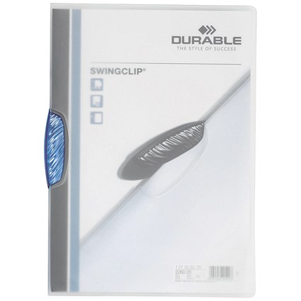 Durable A4 Swingclip Folders, Light Blue, Pack of 25