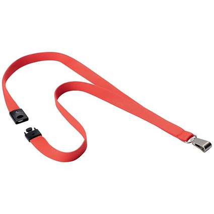 Durable Lanyard & Snap Hook, Red, Pack of 10