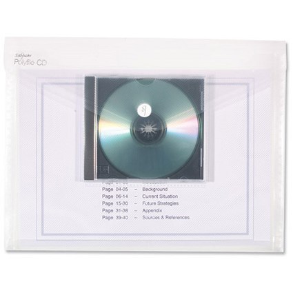 Snopake A4 PolyFile Electra Wallet Files / CD Pocket / Clear / Pack of 5