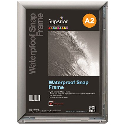 Waterproof Anti-glare Snapframe with Screw Kit, PVC, A2, Silver