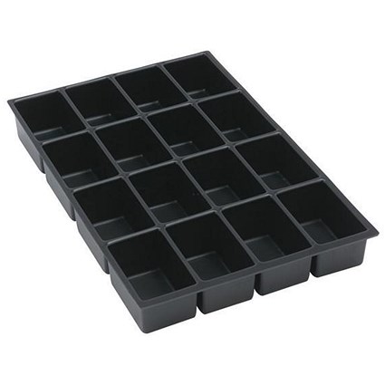 Bisley Insert Tray 2/16 for Storage Cabinet / 16 Sections / Black / Pack of 5