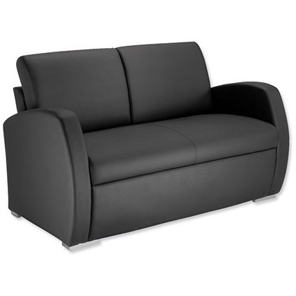 Influx Zee Two Seat Leather-look Reception Sofa - Black
