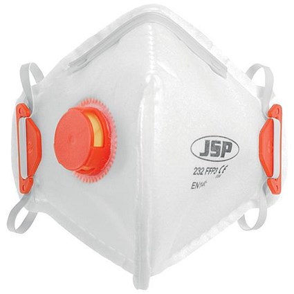 JSP Disposable Valved Mask, Fold-flat, FFP3 Class 3, Pack of 10