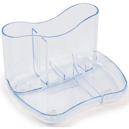 Contemporary Desk Tidy with 4 Compartments - Clear