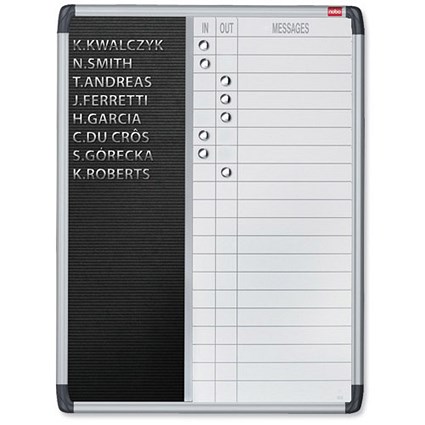 Nobo Welcome In/Out Board / W460xH960mm / 20 Names / Black