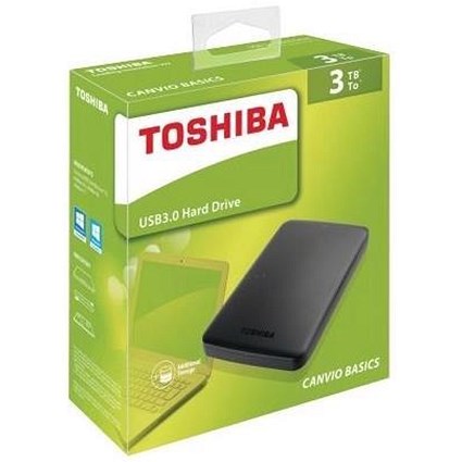 Toshiba Canvio Basics Hard Drive, USB 3.0 and 2.0, 2TB, Black