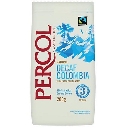 Percol Fairtrade Decaffeinated Colombia Medium Roasted Ground Coffee - 200g