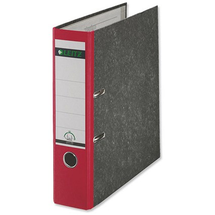 Leitz Standard Foolscap Lever Arch Files / 80mm Spine / Red / Pack of 10