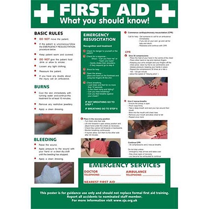 Stewart Superior First Aid Laminated Guidance Poster W420xH595mm