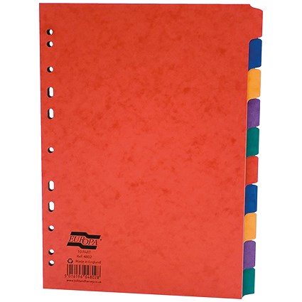 Exacompta Subject Dividers, 10-part, A4, Assorted