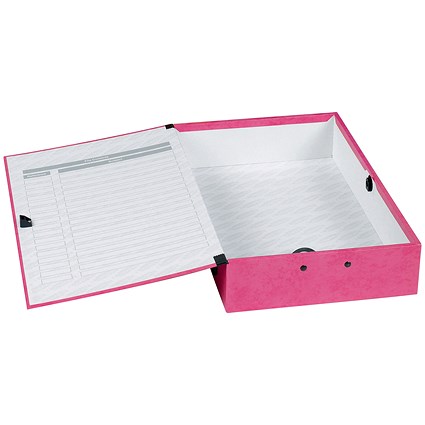 Concord Contrast Laminated Box File, 75mm Spine, Foolscap, Raspberry, Pack of 5