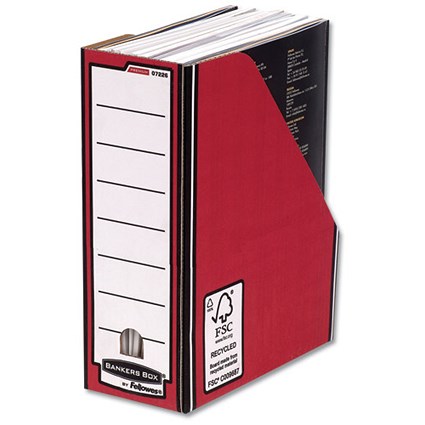 Fellowes Bankers Box Premium Magazine File / Fastfold / A4+ / Red & White / Pack of 10