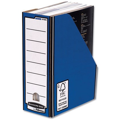 Fellowes Bankers Box Premium Magazine File, Fastfold, A4+, Blue & White, Pack of 10