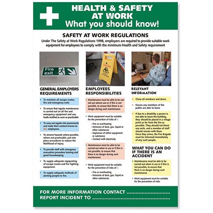 Stewart Superior Health and Safety At Work Laminated Guidance Poster W420xH595mm