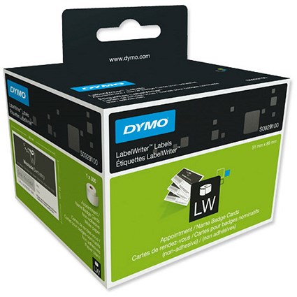 Dymo Labels Appointment Name Badge 51x89mm [Non Adhesive] White Ref S0929100 [300 Labels]