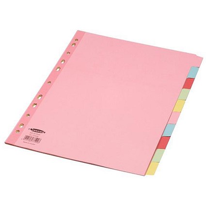 Concord Subject Dividers / 10-Part / Multicoloured Mylar Tabs / A4 / Assorted