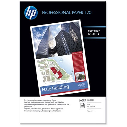 HP A3 Professional Glossy Laser Photo Paper / White / 120gsm / 250 Sheets