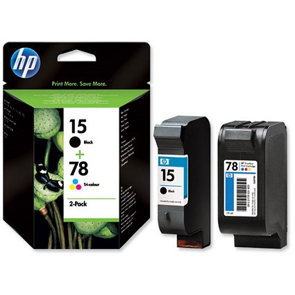 HP 15 Black/78 Colour Ink Cartridges (2 Cartridges)