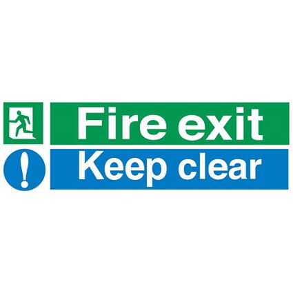 Stewart Superior Fire Exit Sign Keep Clear W450xH150mm Polypropylene