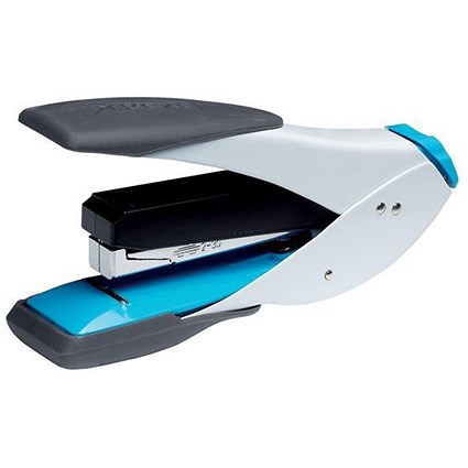 Rexel Easy Touch Flat Clinch Half Strip Stapler / Capacity: 30 Sheets / White & Blue