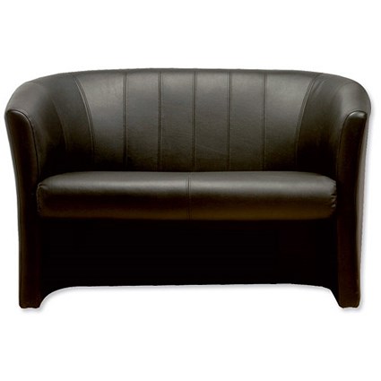 Trexus Plus Two Seat Leather Faced Tub Sofa- Black