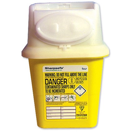 Wallace Cameron Sharps Disposal Bin Anti-contamination First Aid 4 Litre