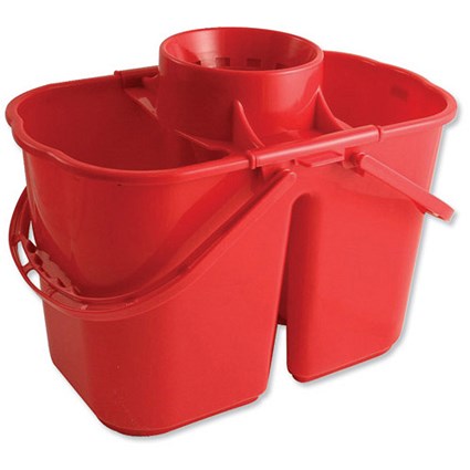 Duo Mop Bucket, 15 Litre Capacity in Total, Red