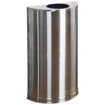 Rubbermaid Half Round Bin Fire-safe Self-closing 34 Litres W458xD229xH813mm Stainless Steel