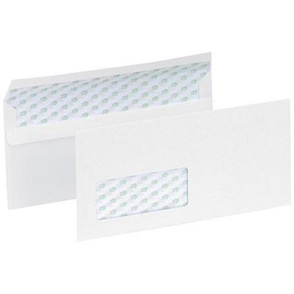 5 Star Eco Recycled DL Envelopes / Window / White / Press Seal / 90gsm / Pack of 1000