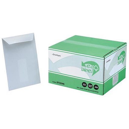 5 Star Eco Recycled C5 Pocket Envelopes with Window / White / Press Seal / 90gsm / Pack of 500