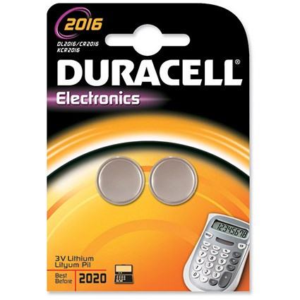 Duracell DL2016 Lithium Battery for Camera Calculator or Pager / 3V / Pack of 2