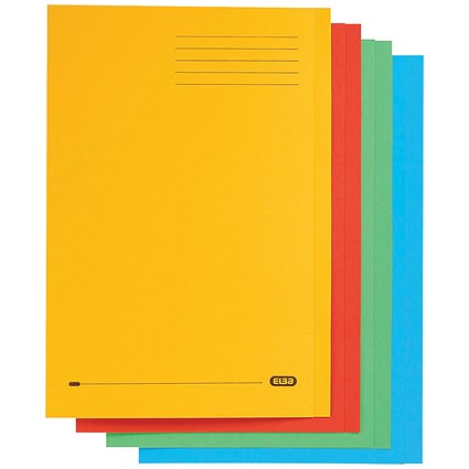 Elba StrongLine Square Cut Folders, 320gsm, Foolscap, Assorted, Pack of 50