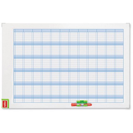 Nobo Performance Planning Magnetic Drywipe Board / Annual Grid / W900xH600mm