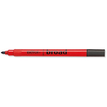 Berol Colour Broad Pen / Washable Ink / Black / Wallet 12