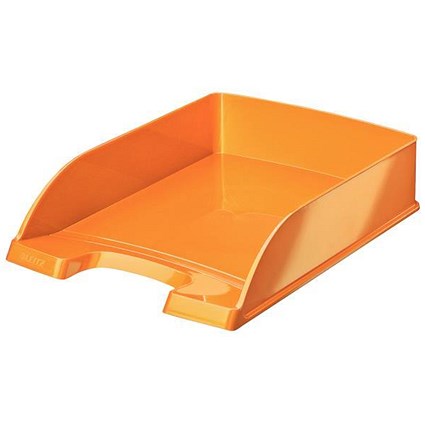 Leitz Bright Stackable Letter Tray - Glossy Metallic Orange