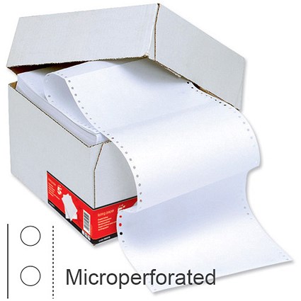 Computer Listing Paper / 1 Part / A4 (11.66 inch x 235mm / Microperforated / Plain White / 90gsm / (1500 Sheets)
