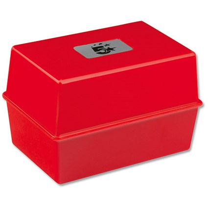 5 Star Card Index Box / Capacity: 250 Cards / 203x127mm / Red