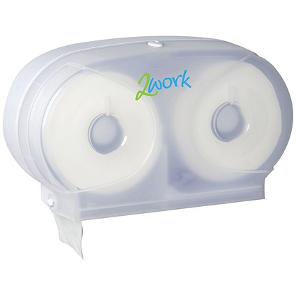 2Work Micro Twin Toilet Roll Dispenser White 2W06438