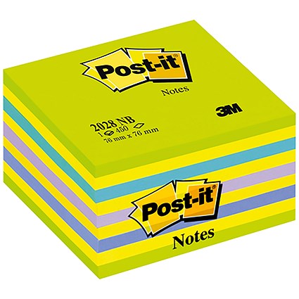 Post-it Note Cube, 76x76mm, Assorted Neon