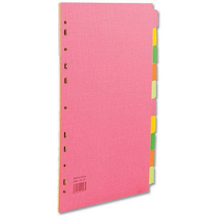 Concord Subject Dividers / 10-Part / A4 / Fluorescent Assorted