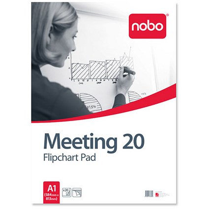 Nobo Meeting Flipchart Pad / Perforated / 20 Sheets / A1 / Plain / Pack of 5