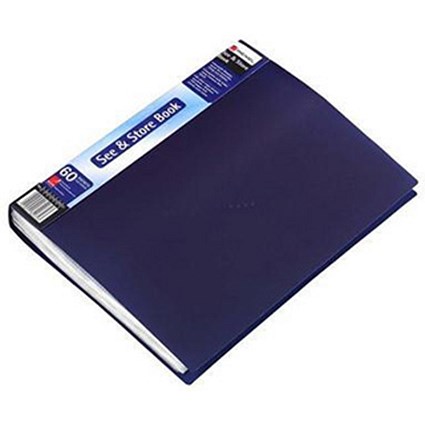 Rexel See and Store Book with Full-length Spine Ticket / 60 Pockets / A4 / Blue