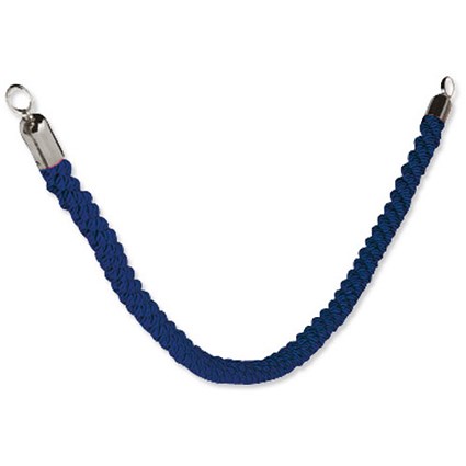 Vermes Classic Velour Rope Blue & Stainless Steel Spring Clip Ends - 1.5m